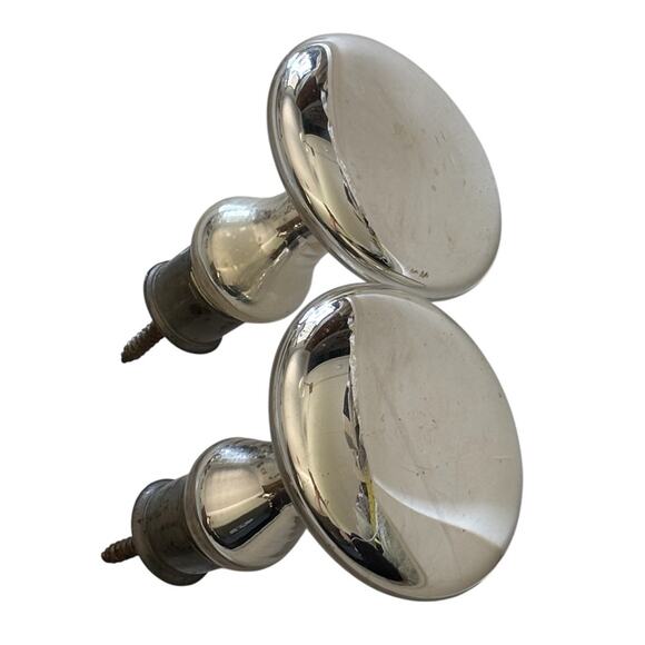 Pair of Mid 19th Century Bohemian Mercury Glass Curtain Tie Backs 3” Diameter